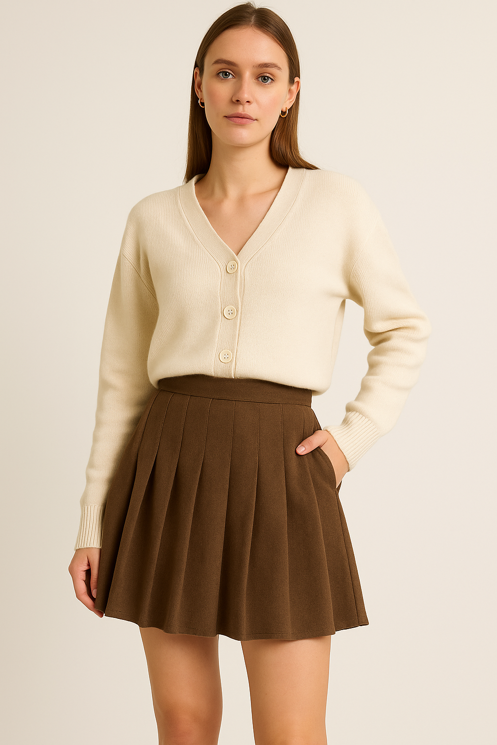 Pleated Skirt With Built in Shorts and Pockets