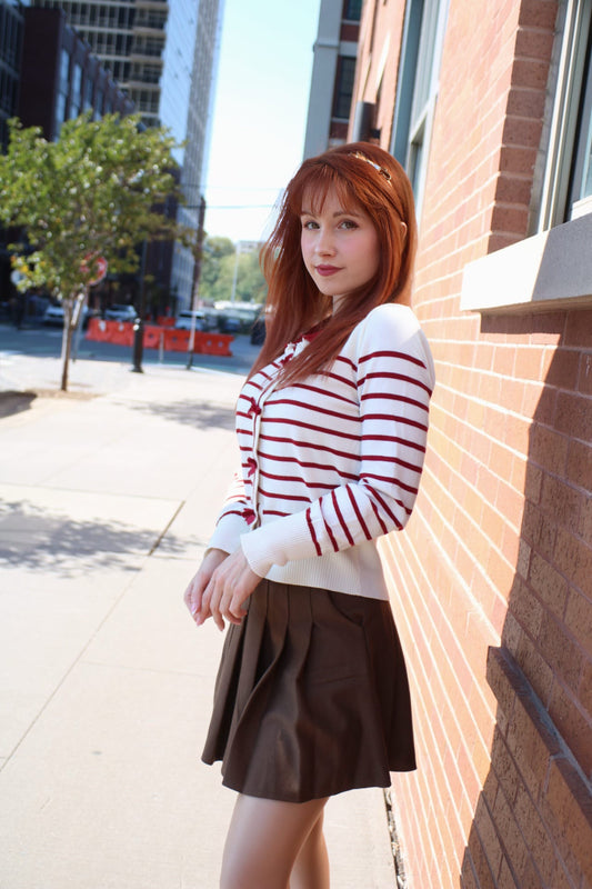 Striped Bow Cardigan Sweater