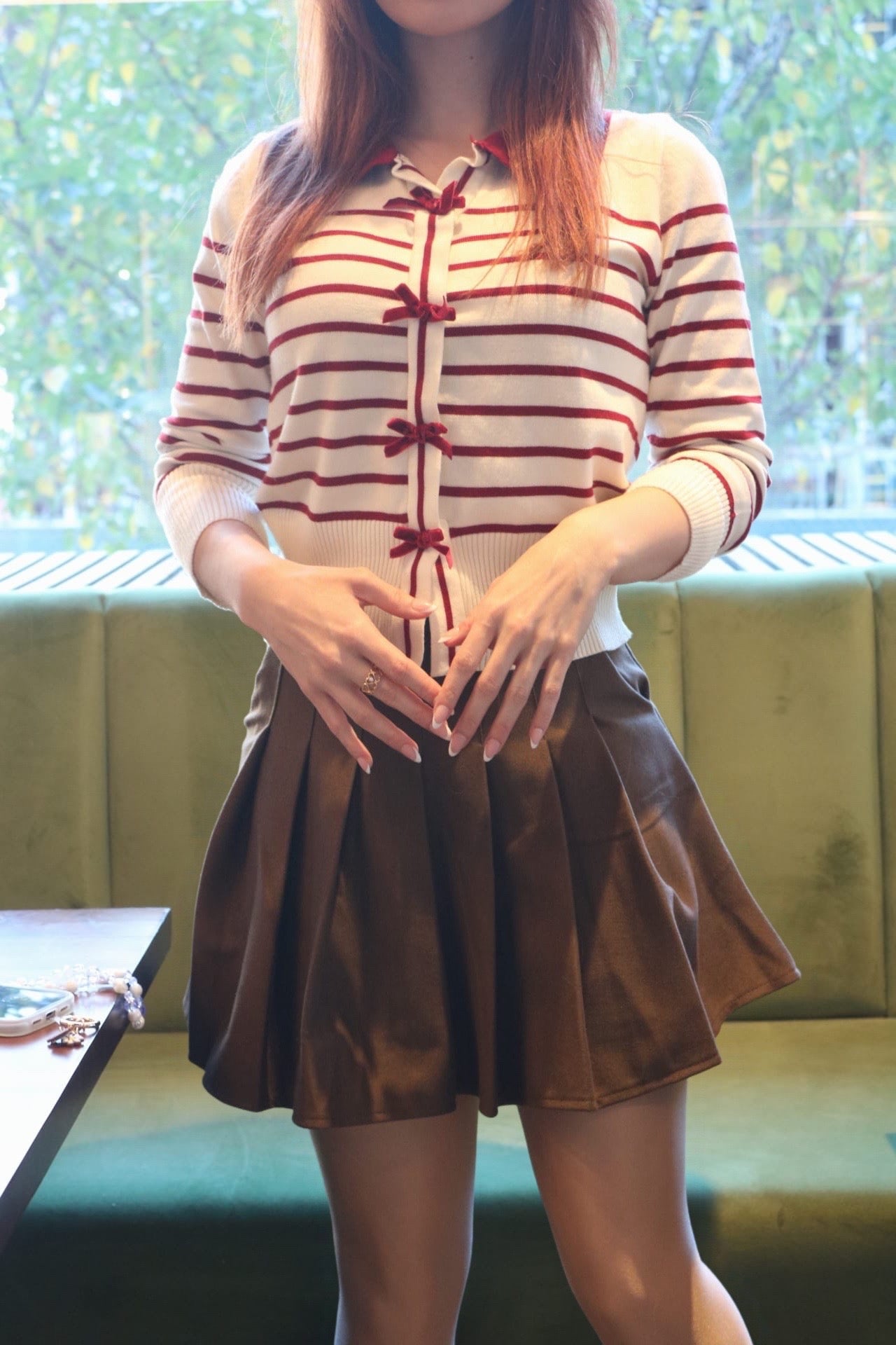 Striped Bow Cardigan Sweater