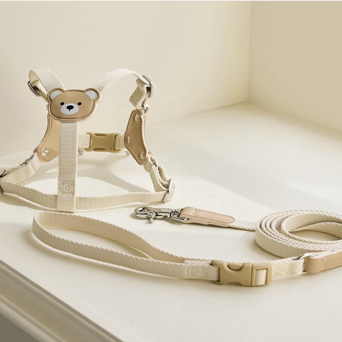 Teddy Bear Dog Harness & Leash Set – XS, S, M